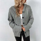Talia - Women's Casual Knitted Cardigan with Hood