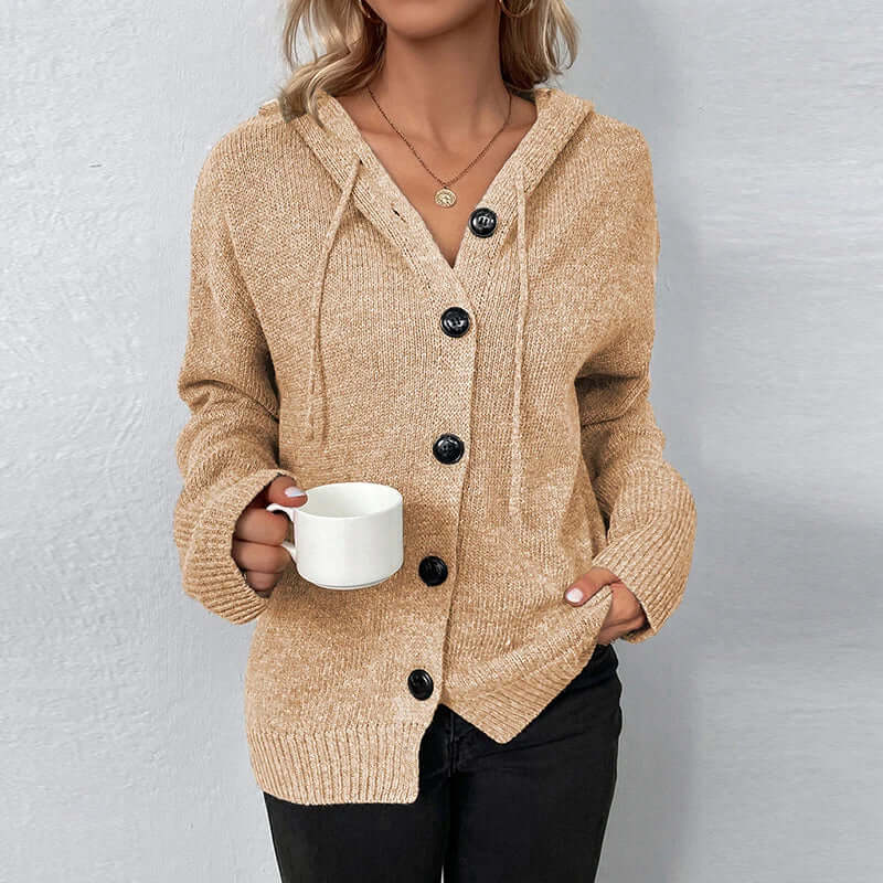 Talia - Women's Casual Knitted Cardigan with Hood