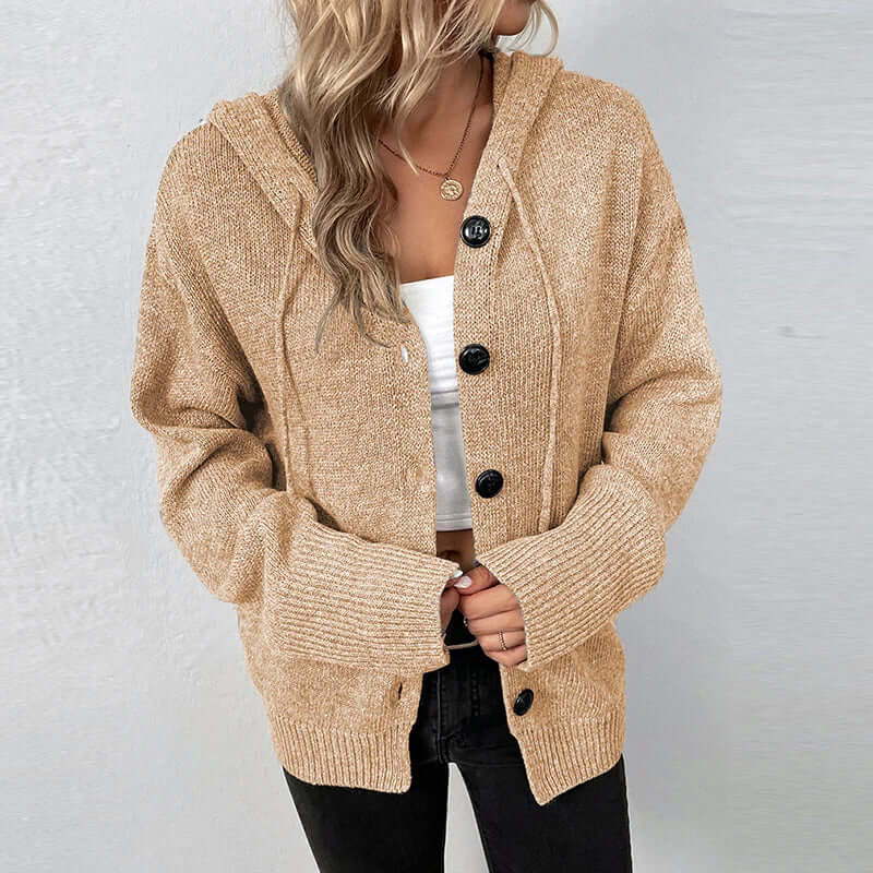 Talia - Women's Casual Knitted Cardigan with Hood