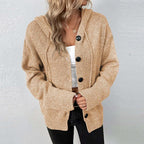 Talia - Women's Casual Knitted Cardigan with Hood