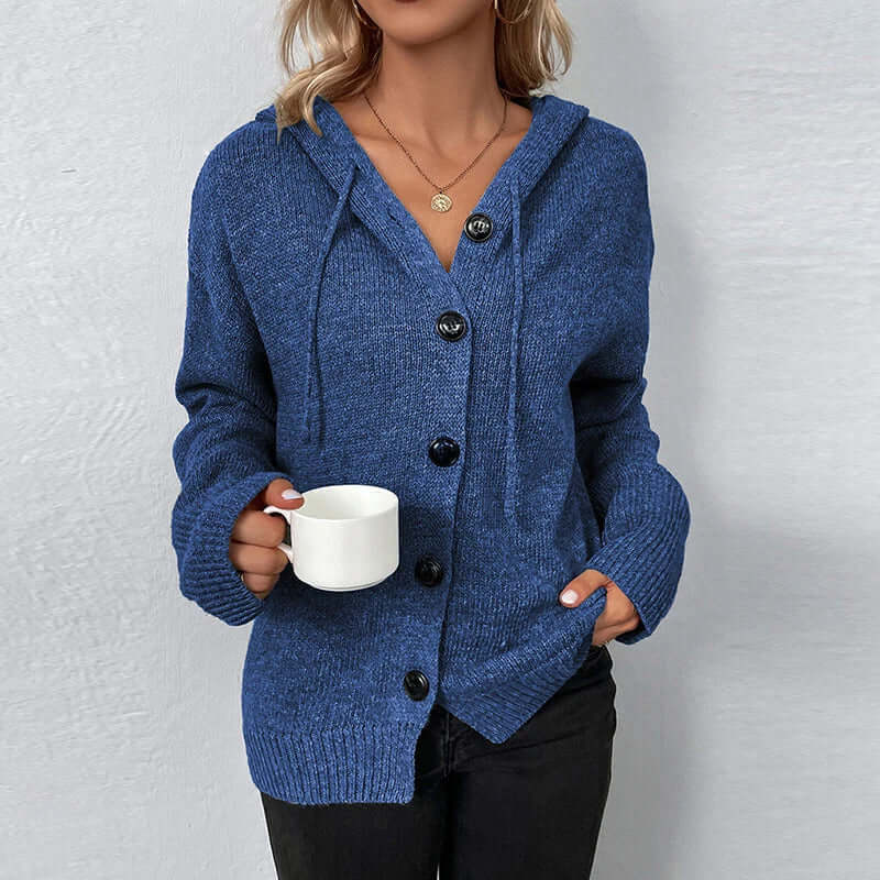 Talia - Women's Casual Knitted Cardigan with Hood