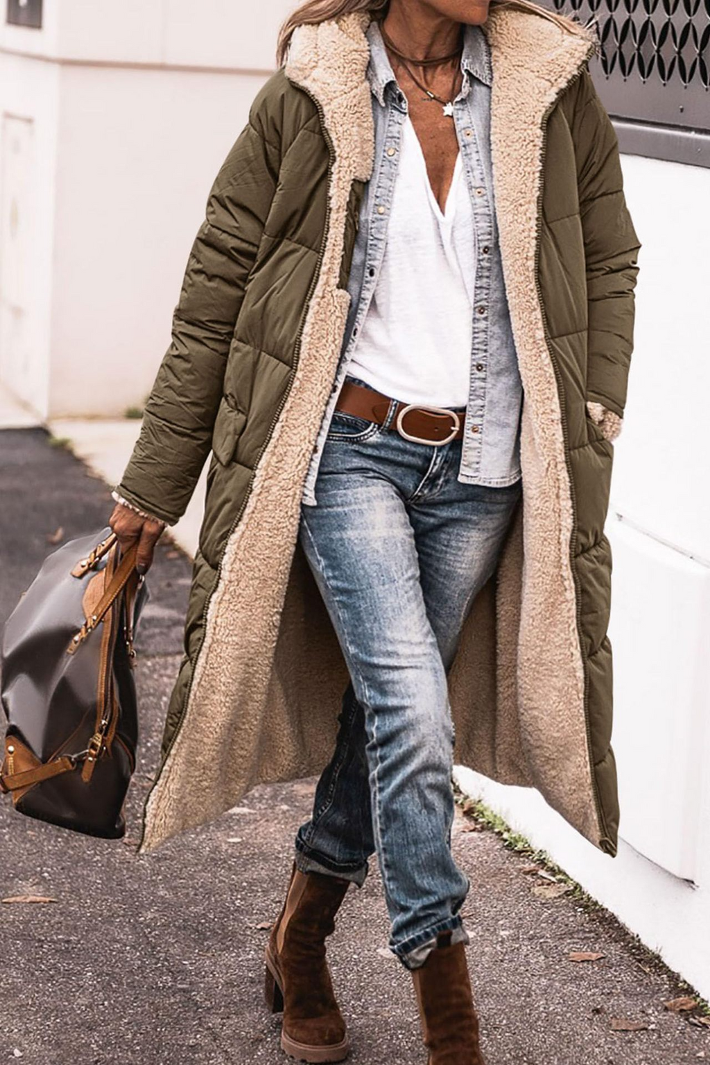 Tamsin - Women's Cosy Faux Shearling Lined Puffer Coat