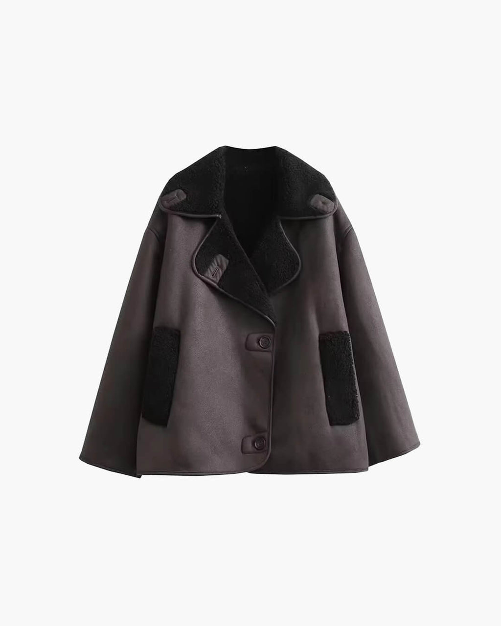 Tamsin - Women's Double-Breasted Faux Leather Jacket