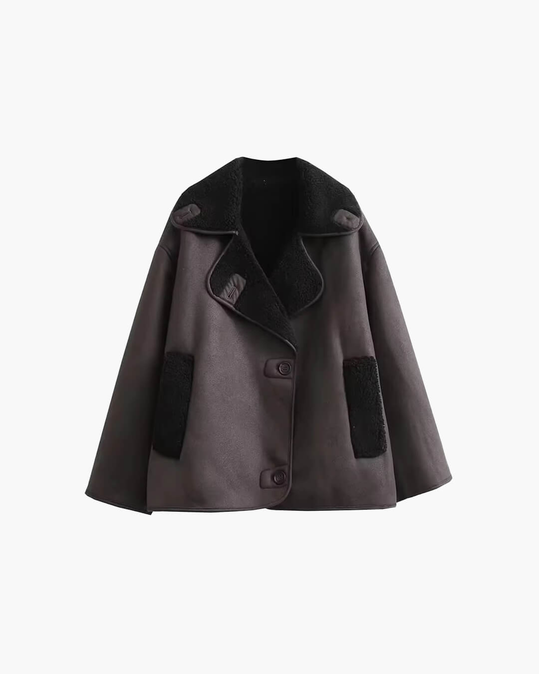 Tamsin - Women's Double-Breasted Faux Leather Jacket