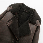 Tamsin - Women's Double-Breasted Faux Leather Jacket