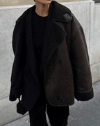 Tamsin - Women's Double-Breasted Faux Leather Jacket