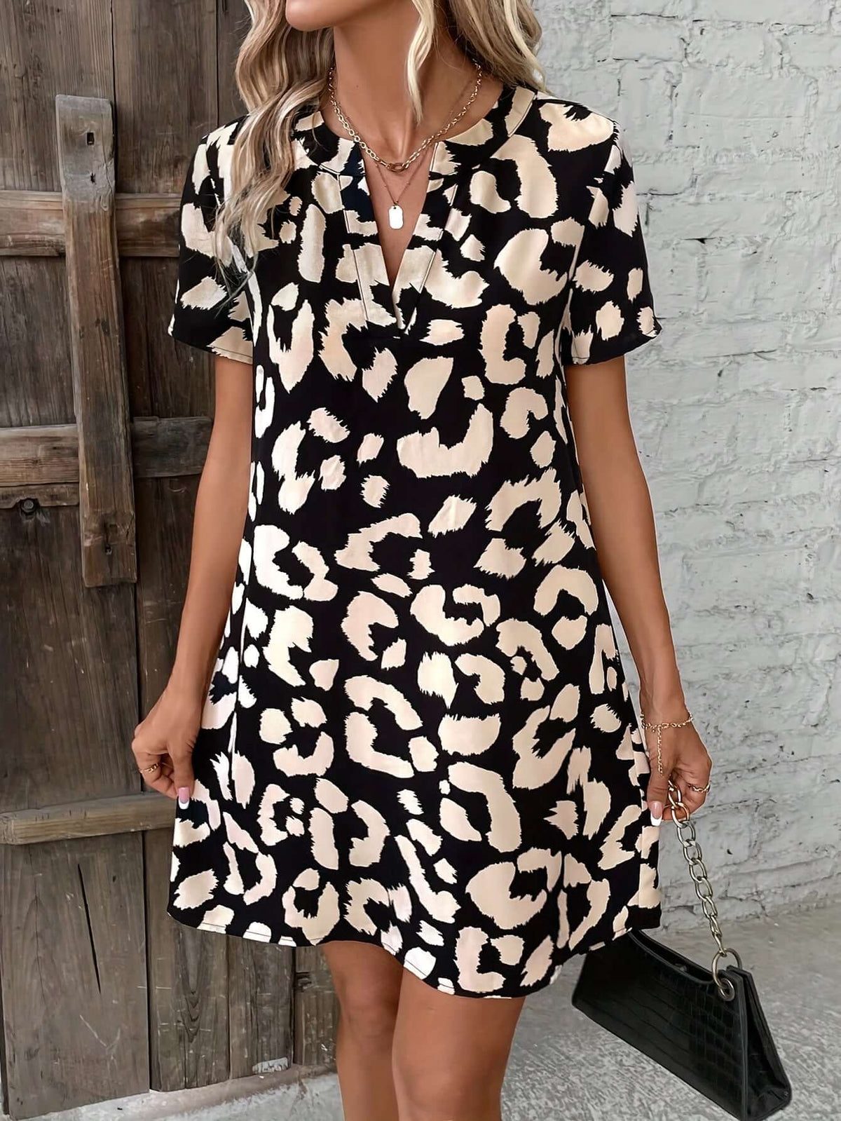 Tamsin - Women's Leopard Print Mini Dress