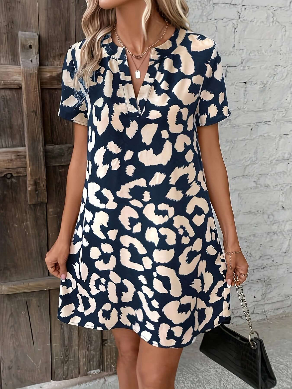 Tamsin - Women's Leopard Print Mini Dress