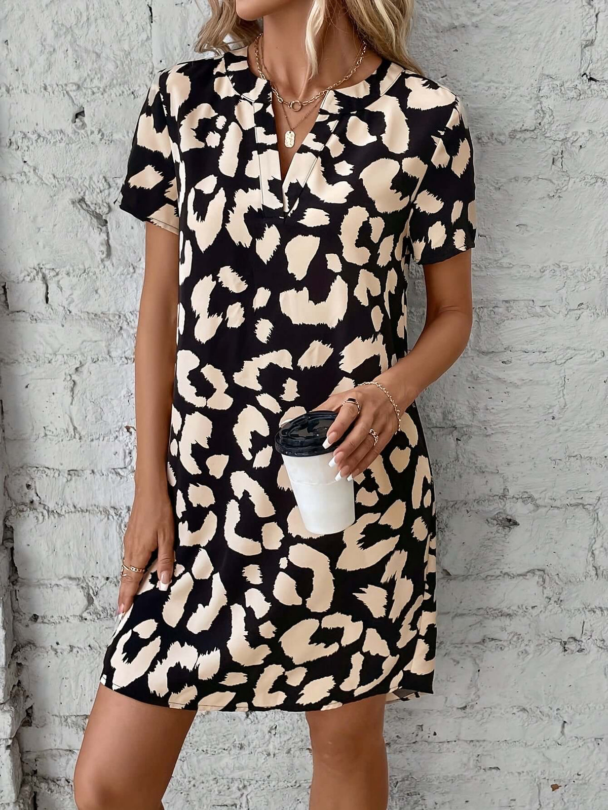 Tamsin - Women's Leopard Print Mini Dress