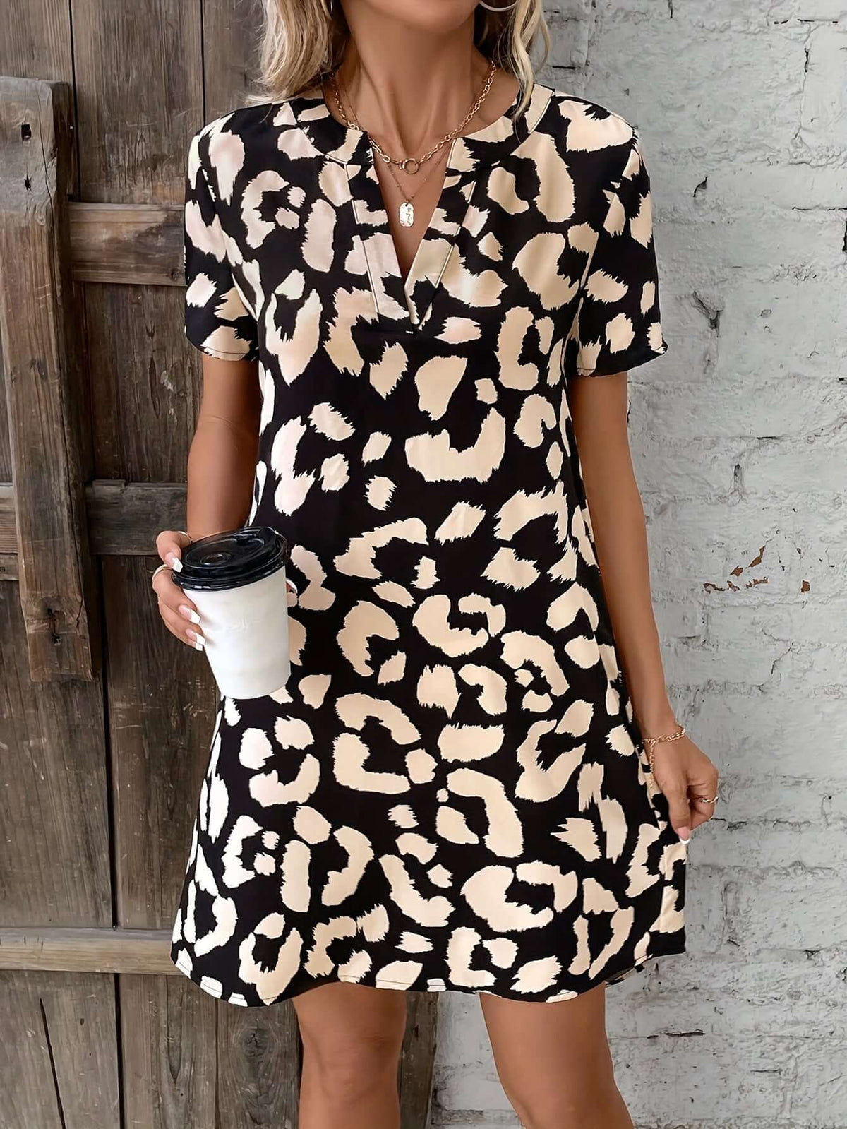 Tamsin - Women's Leopard Print Mini Dress