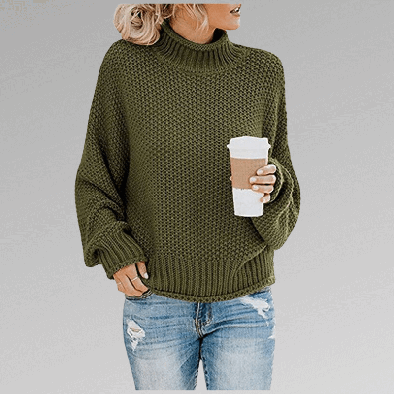 Tavia - Women's Cosy Knitted Polo Neck Jumper