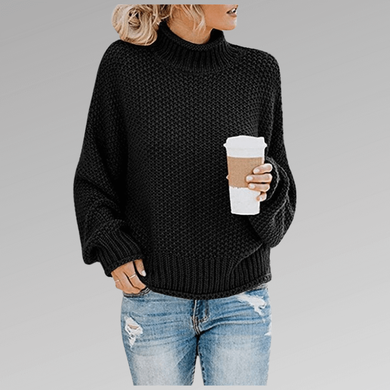 Tavia - Women's Cosy Knitted Polo Neck Jumper