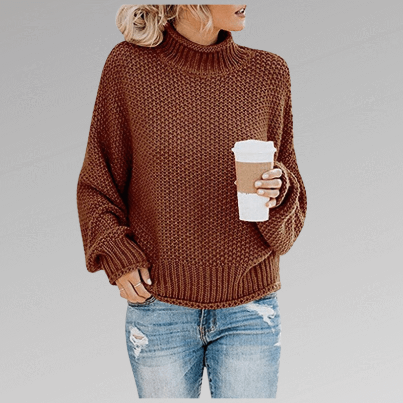 Tavia - Women's Cosy Knitted Polo Neck Jumper