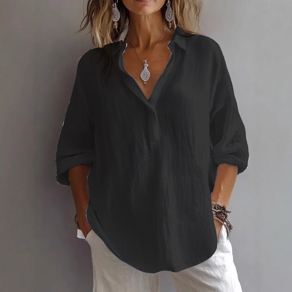 Thalia - Women's Casual Button-Down Linen Shirt