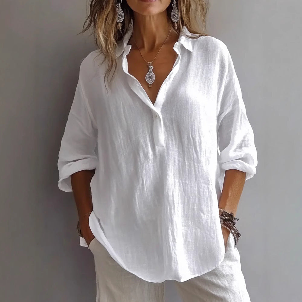 Thalia - Women's Casual Button-Down Linen Shirt