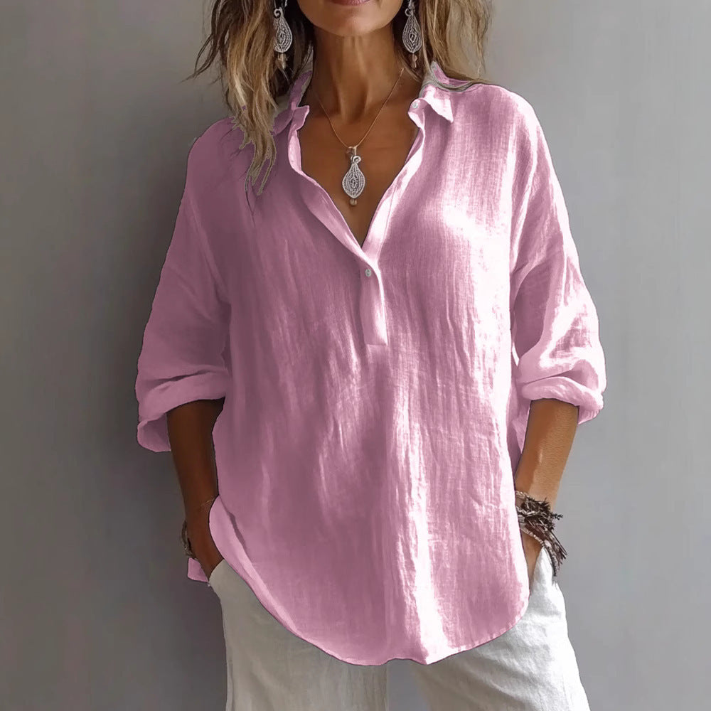 Thalia - Women's Casual Button-Down Linen Shirt