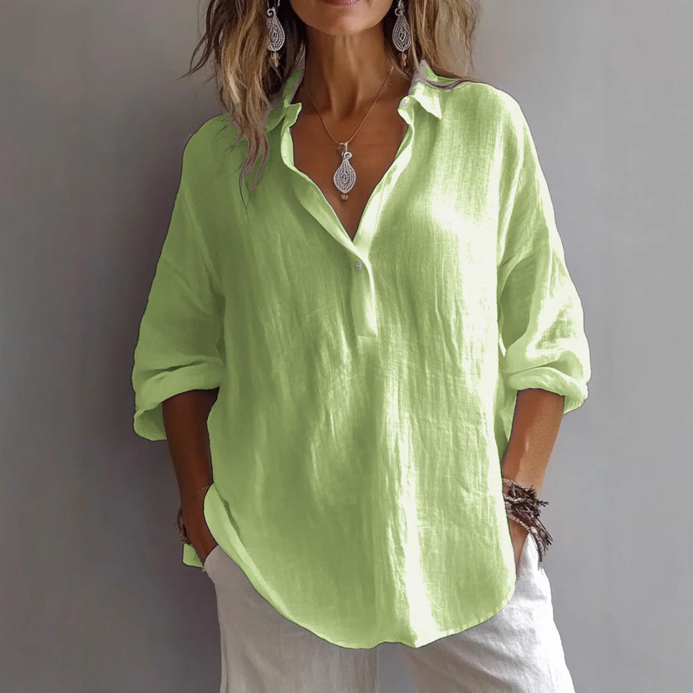 Thalia - Women's Casual Button-Down Linen Shirt