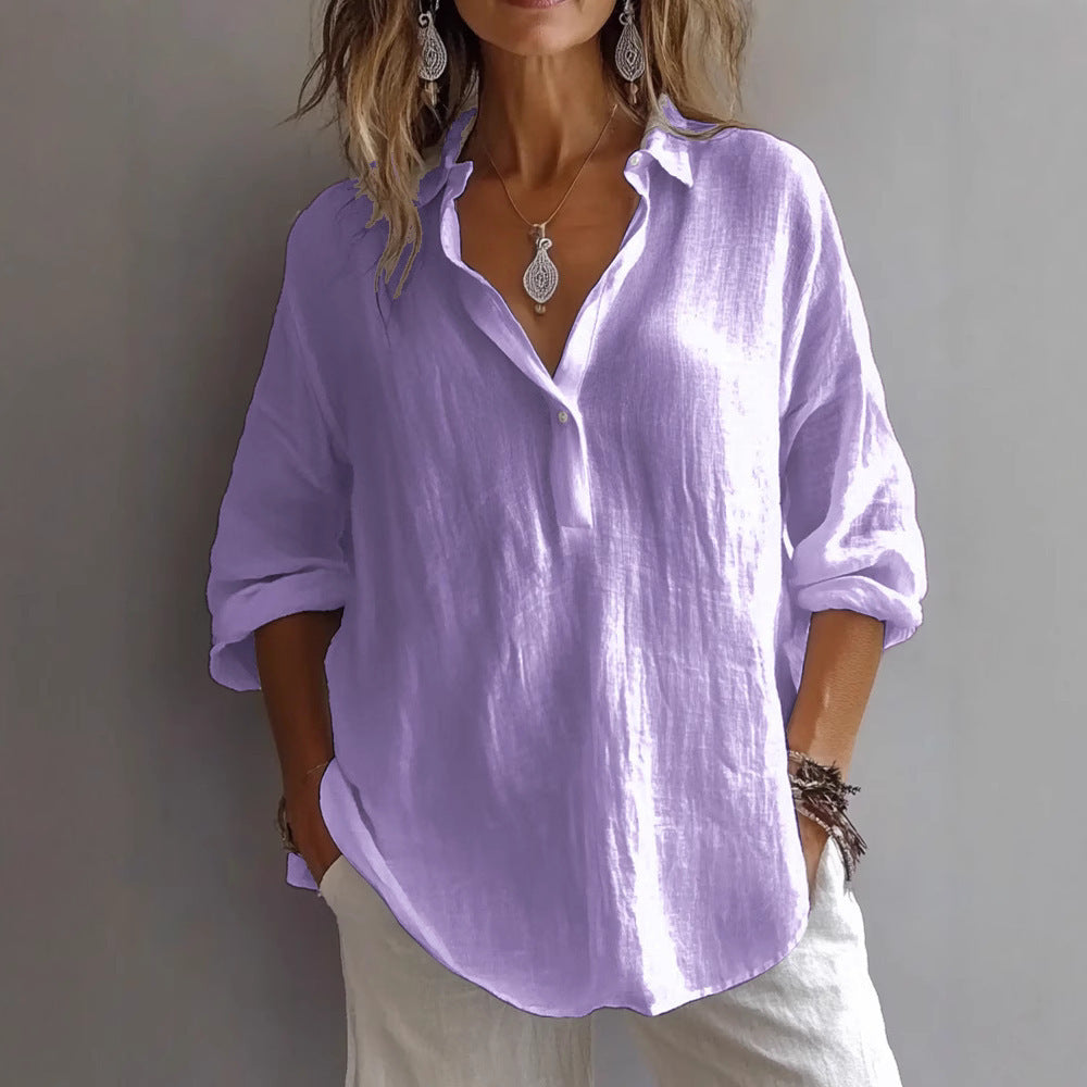 Thalia - Women's Casual Button-Down Linen Shirt