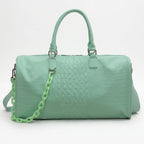 Thalia - Women's Pink Croc-Effect Travel Bag