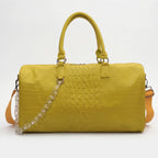Thalia - Women's Pink Croc-Effect Travel Bag