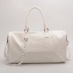 Thalia - Women's Pink Croc-Effect Travel Bag