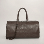 Thalia - Women's Pink Croc-Effect Travel Bag