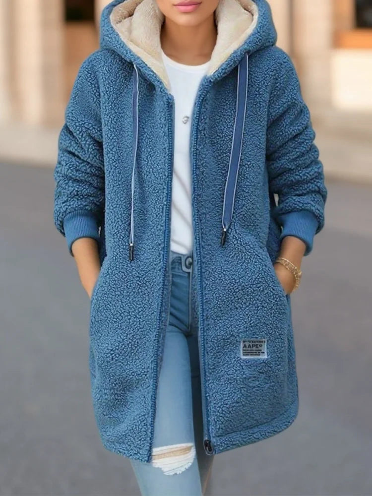 Thea - Women's Cosy Fleece Hoodie with Sherpa Lining