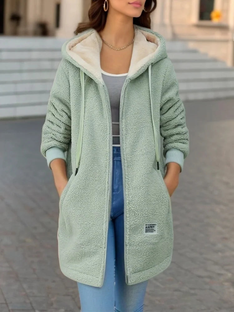 Thea - Women's Cosy Fleece Hoodie with Sherpa Lining