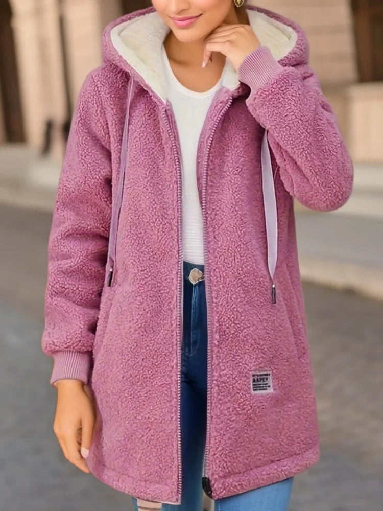 Thea - Women's Cosy Fleece Hoodie with Sherpa Lining