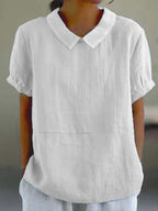 Verity - Women's Classic Short Sleeve Linen Shirt