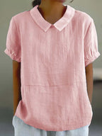 Verity - Women's Classic Short Sleeve Linen Shirt