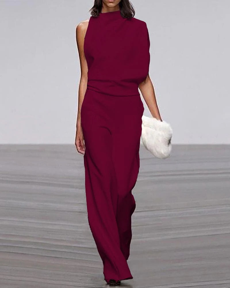 Vivienne - Women's One-Shoulder Elegant Jumpsuit