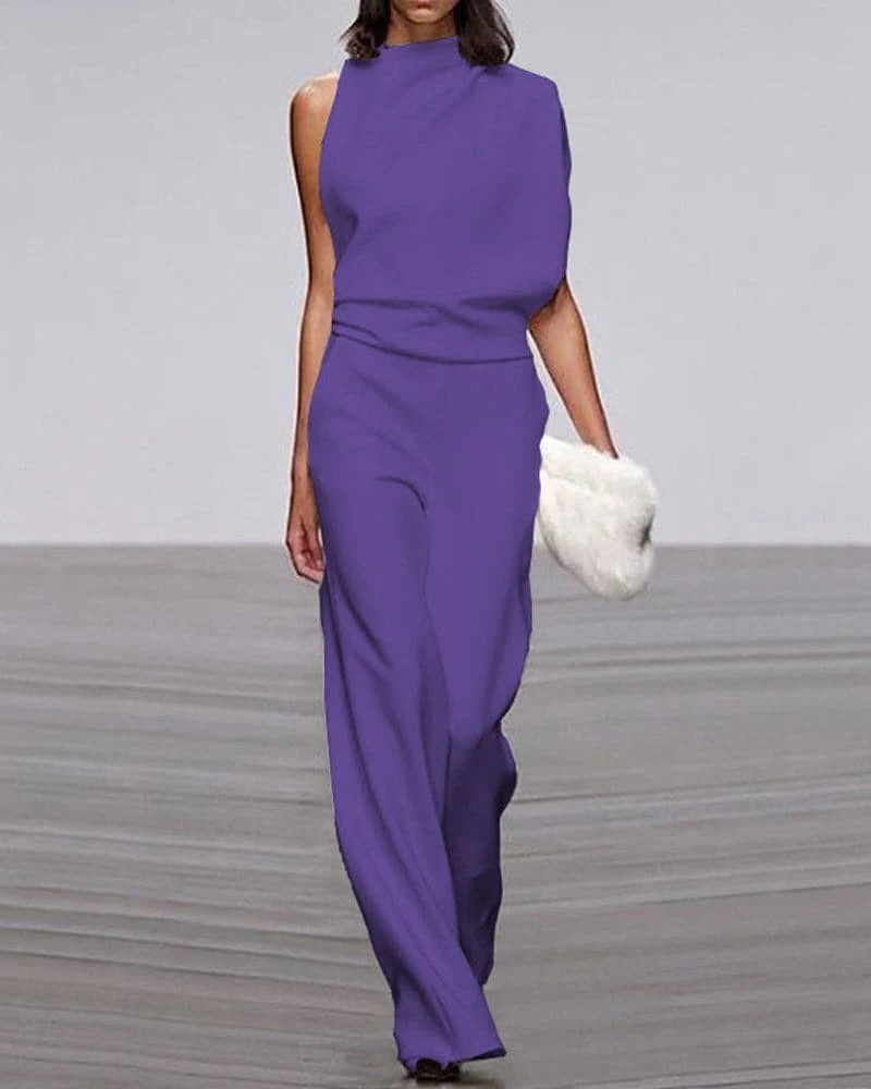 Vivienne - Women's One-Shoulder Elegant Jumpsuit