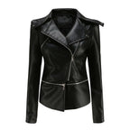 Zaria - Women's Chic Leather Jacket with Double Zip Detail