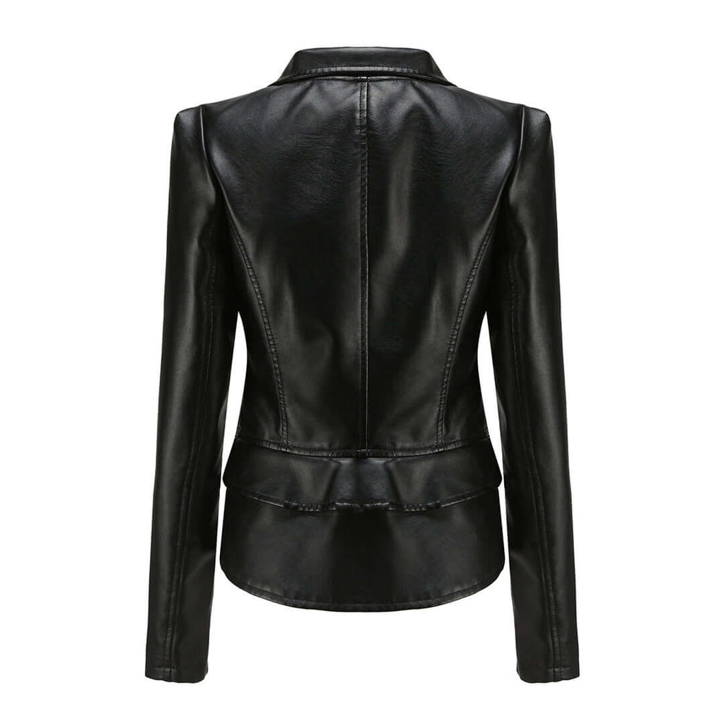 Zaria - Women's Chic Leather Jacket with Double Zip Detail
