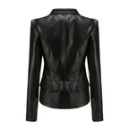 Zaria - Women's Chic Leather Jacket with Double Zip Detail