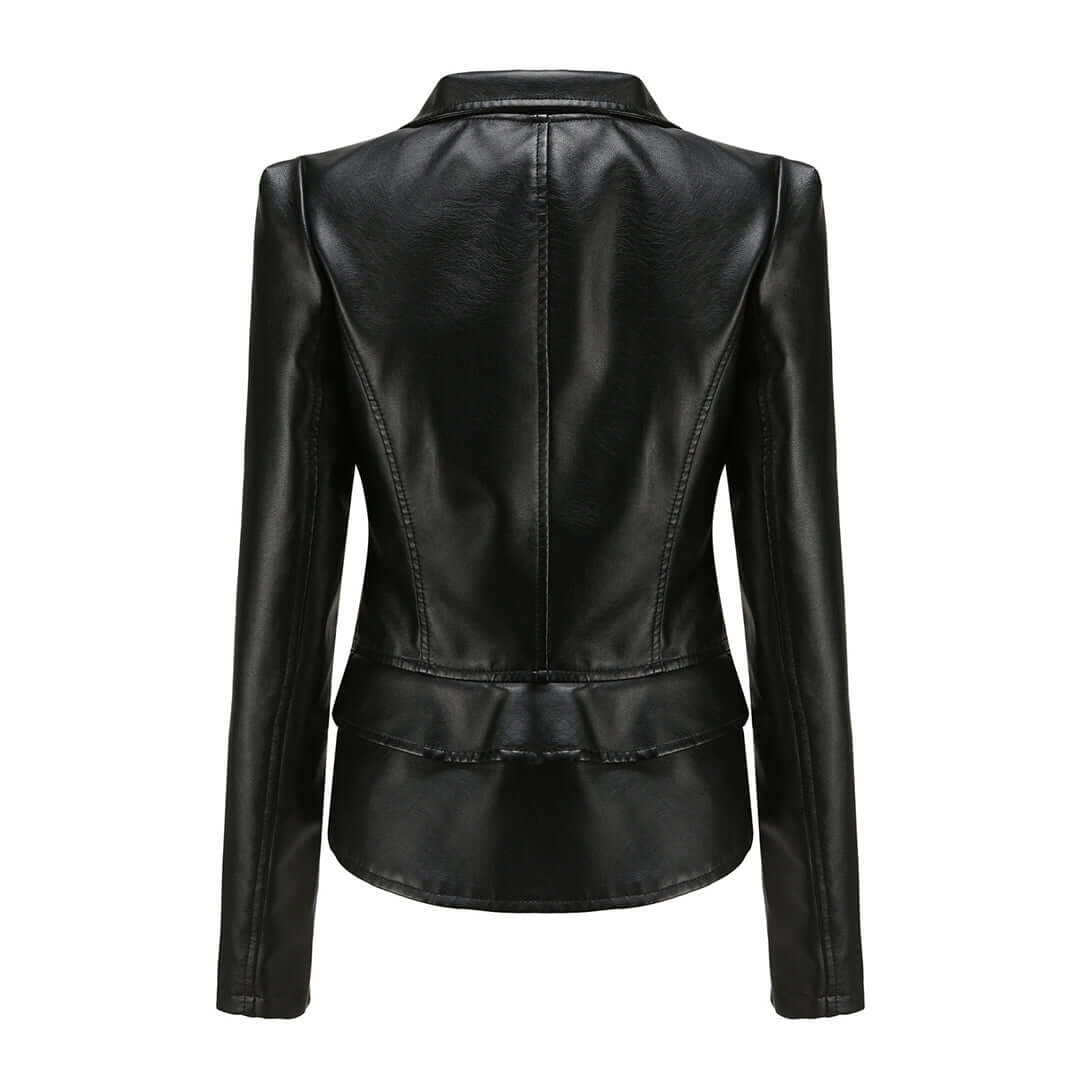 Zaria - Women's Chic Leather Jacket with Double Zip Detail