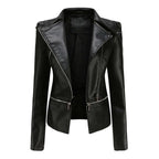 Zaria - Women's Chic Leather Jacket with Double Zip Detail