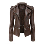 Zaria - Women's Chic Leather Jacket with Double Zip Detail