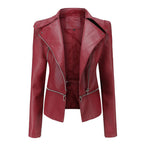 Zaria - Women's Chic Leather Jacket with Double Zip Detail