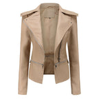 Zaria - Women's Chic Leather Jacket with Double Zip Detail