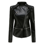 Zaria - Women's Chic Leather Jacket with Double Zip Detail