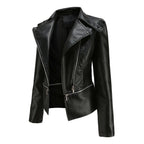 Zaria - Women's Chic Leather Jacket with Double Zip Detail