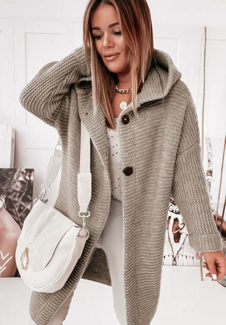 Zephyra - Women's Cosy Knitted Cardigan with Hood