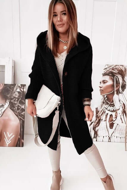 Zephyra - Women's Cosy Knitted Cardigan with Hood