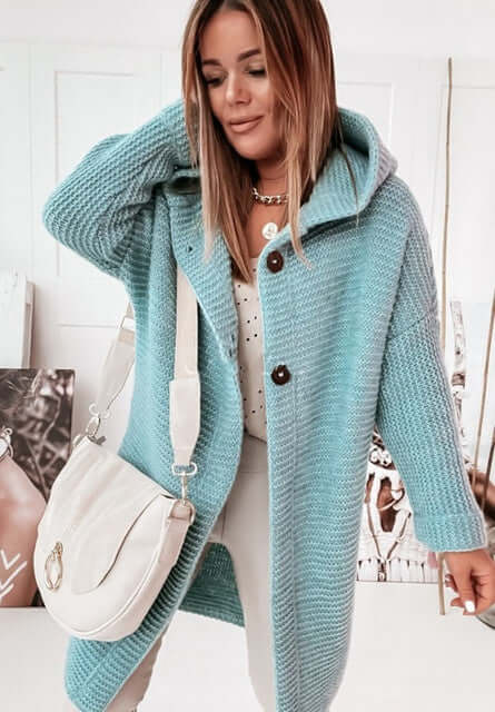 Zephyra - Women's Cosy Knitted Cardigan with Hood